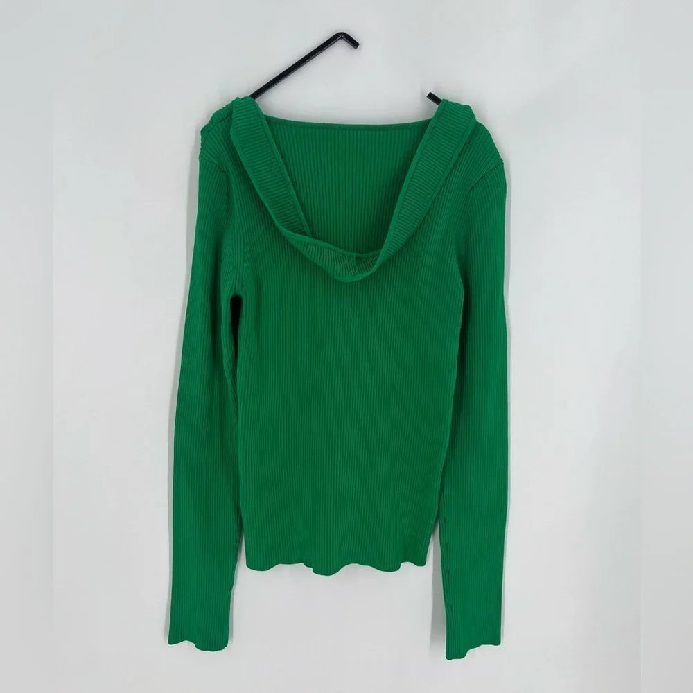 Coperni Cut Out Ribbed Knit Turtleneck Wrap Sweater In Green